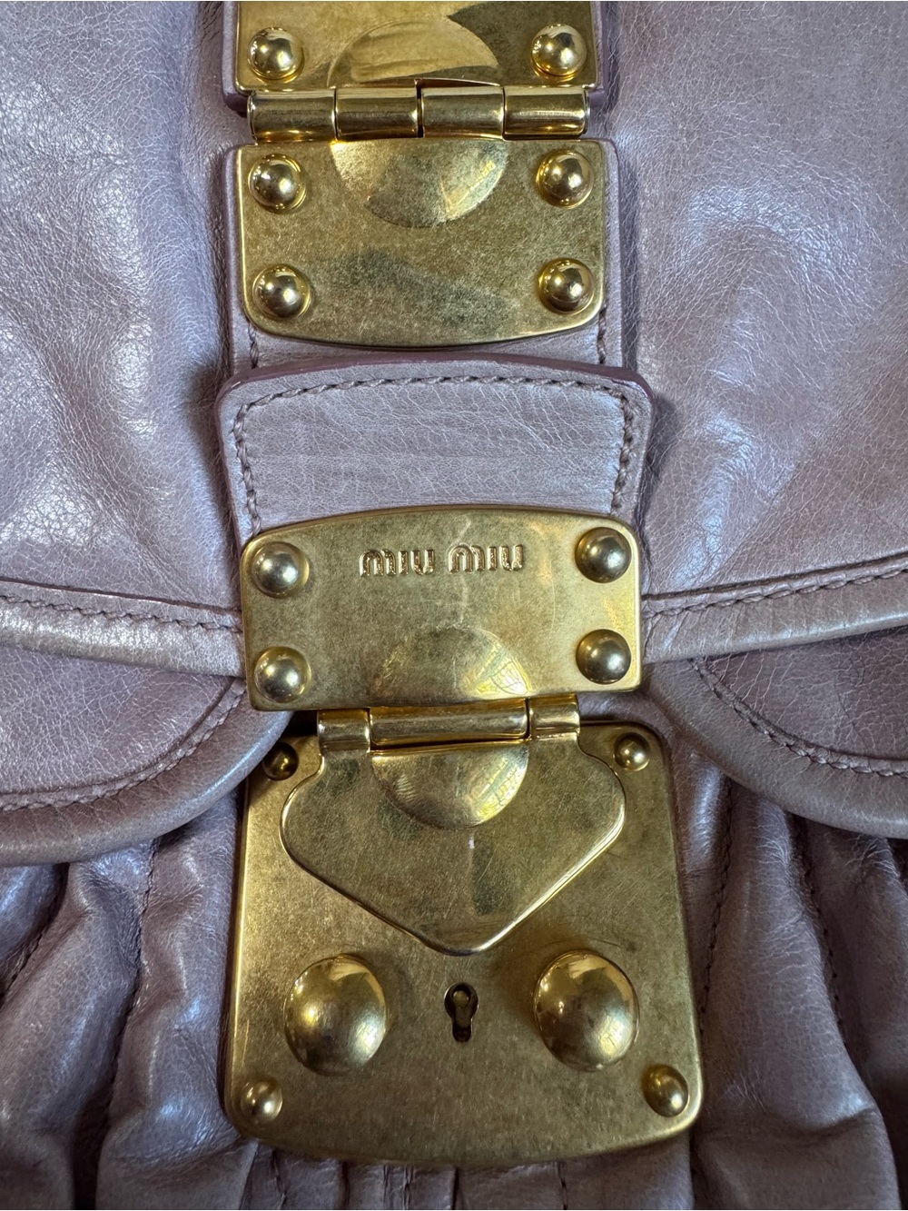 Miu Miu Neutral Pink Matelassé Coffer Hobo Bag w/ Strap - Picture 15 of 16